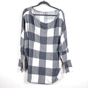 White Birch Fleece Plaid Long Sleeve Blouse